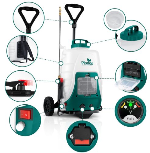 Akkumulátoros permetező kocsival,18L - Plonos PL-601 