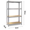 Fém raktári polc készlet 2 db 180 x 90 x 40 cm Plonos PL-702