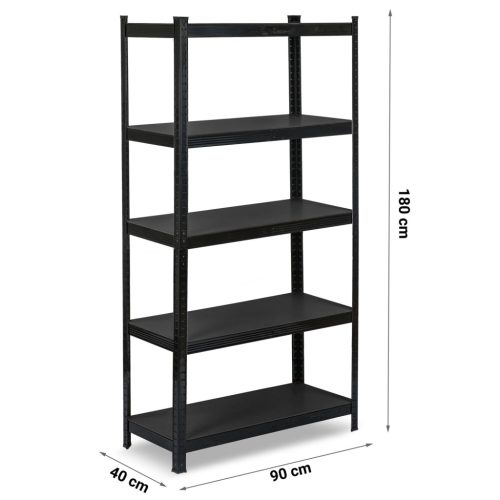 Fém raktári polc 180 x 90 x 40 cm Humberg HR-851 fekete