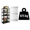 Fém raktári polc 180 x 90 x 40 cm Humberg HR-851 fekete
