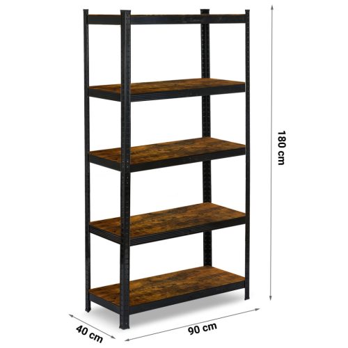 Fém raktári polc 180 x 90 x 40 cm Humberg HR-852 fekete