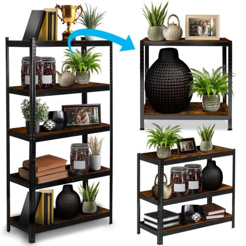 Fém raktári polc 180 x 90 x 40 cm Humberg HR-852 fekete