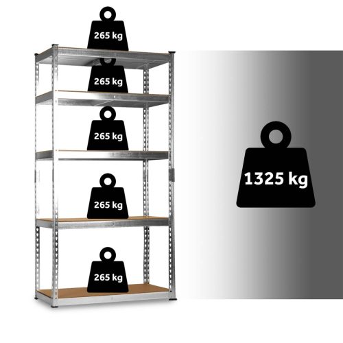 Fém tárolópolc 183 x 90 x 40 cm Humberg HR-853 ezüst