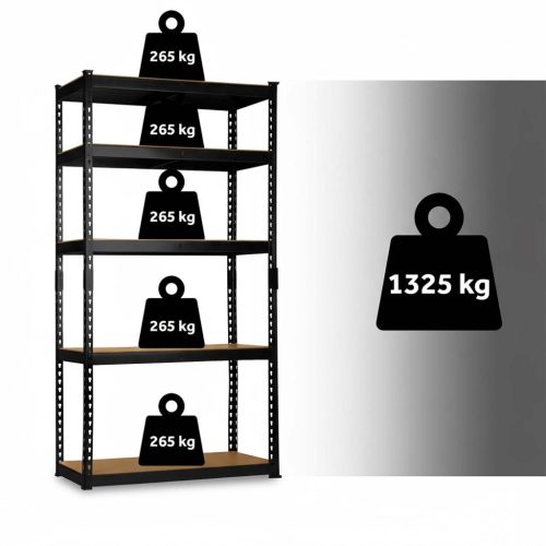 Fém tárolóállvány 183 x 90 x 40 cm Humberg HR-853 fekete