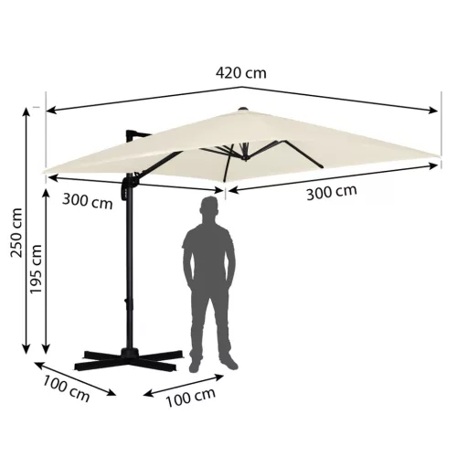 Összecsukható kerti esernyő 8 szegmens 420 cm, huzattal Plonos PL-883