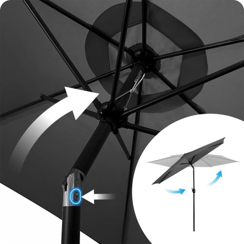 Összecsukható kerti esernyő, állítható dőlésszög, 300 cm átmérőjű, grafit színű - Plonos PL-884