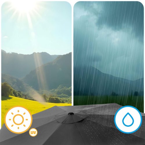 Összecsukható kerti esernyő, állítható dőlésszög, 300 cm átmérőjű, grafit színű - Plonos PL-884