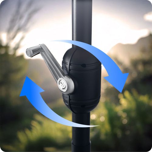 Összecsukható kerti esernyő, állítható dőlésszög, 300 cm átmérőjű, sötétkék színű - Plonos PL-884