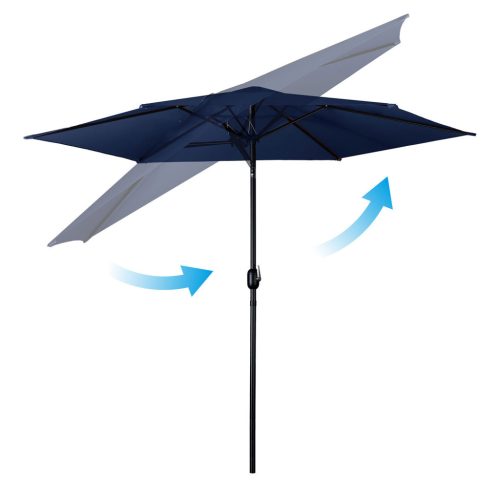 Összecsukható kerti esernyő, állítható dőlésszög, 300 cm átmérőjű, sötétkék színű - Plonos PL-884