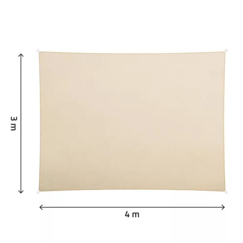 Téglalap alakú napernyő vitorla 3x4m Plonos PL-885 bézs