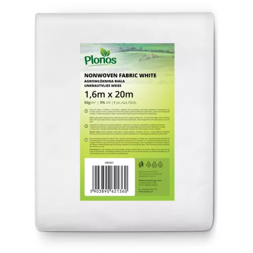 Kerti nem szőtt agrotextil , 50 g/m2 , 2000 cm x 160 cm - fehér - Plonos  