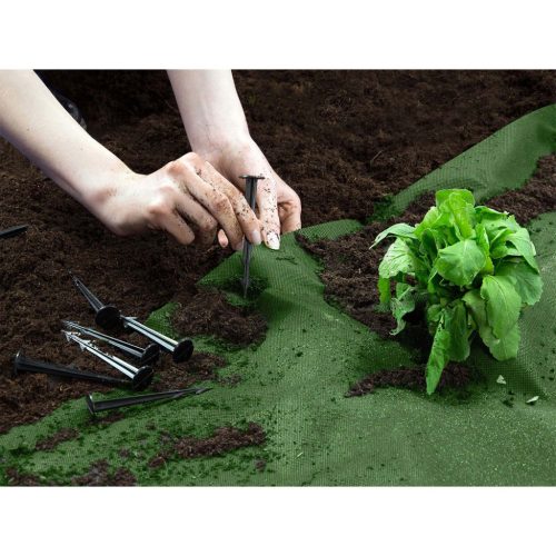 Kerti agrotextília 1,6 m x 100 m 90 g/m2 + 100 Plonos gombostű - fekete és zöld