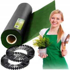   Kerti agrotextília 1,6 m x 50 m 90 g/m2 + 100 Plonos gombostű - fekete és zöld