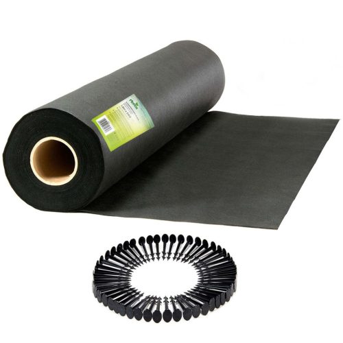 Kerti agrotextília 1,6 m x 50 m 70 g/m2 + 50 Plonos gombostű - fekete