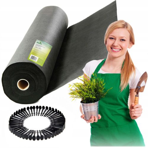 Kerti agrotextil 1,6 m x 50 m 90 g/m2 + 50 Plonos gombostű - fekete