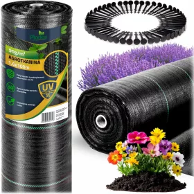  Kerti agrotextília 1,6 m x 100 m 90 g/m2 + 100 Plonos gombostű - fekete