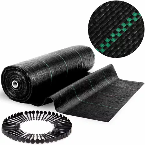 Kerti agrotextília 1,6 m x 100 m 90 g/m2 + 100 Plonos gombostű - fekete