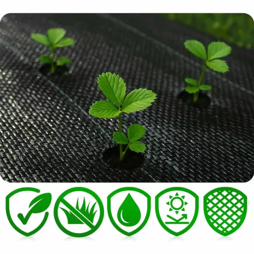 Kerti agrotextília 1,6 m x 100 m 90 g/m2 + 100 Plonos gombostű - fekete