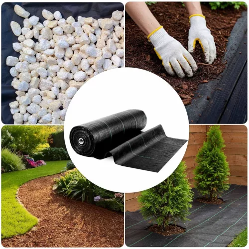 Kerti agrotextília 1,6 m x 100 m 90 g/m2 + 100 Plonos gombostű - fekete