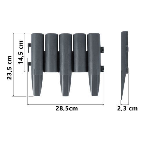 Plonos kerti szegély 220 cm PL-961 szürke