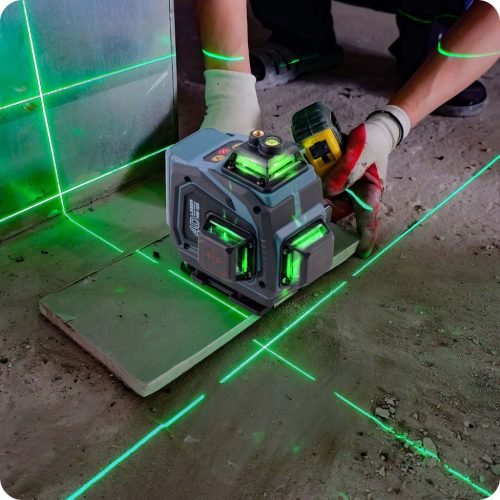 4D lézeres szintező tokkal és tartozékokkal, 16 zöld lézersugár, önszintező funkció, távirányító, két 2400 mAh-s Li-Ion akkumulátor - Humberg HM-170