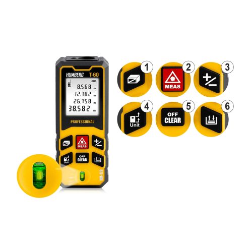 Lézeres távolságmérő, 60m-es hatótávolság - Humberg HM