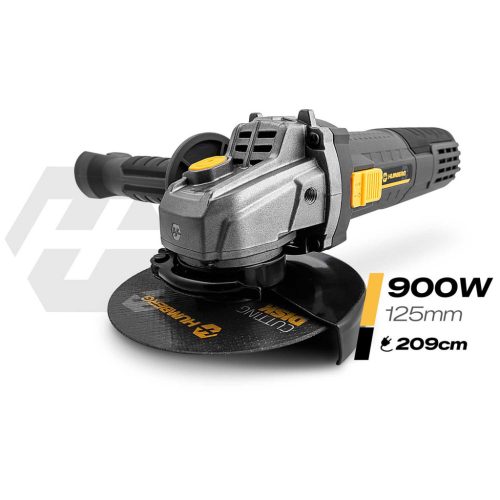 Diax 900W sarokcsiszoló, sebességszabályozás, 10 tárcsa, 125 mm, nagy teljesítményű sarokcsiszoló Humberg HM-410