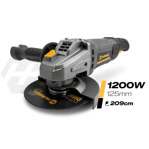 Diax 1200W sarokcsiszoló, sebességszabályozás, 10 tárcsa, 125 mm, nagy teljesítményű sarokcsiszoló Humberg HM-411