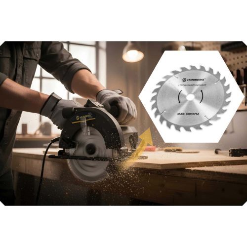 1200 W-os Humberg HM-420 körfűrész fához vezetőléccel és porelszívással