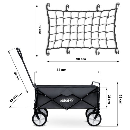 Összecsukható szállítókocsi hálóval 80L - Humberg HM-511