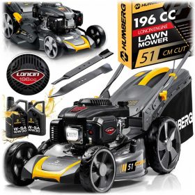   Benzines önjáró fűnyíró 51 cm-es 70 l-es Loncin 196cc + Humberg HM-601 olajjal