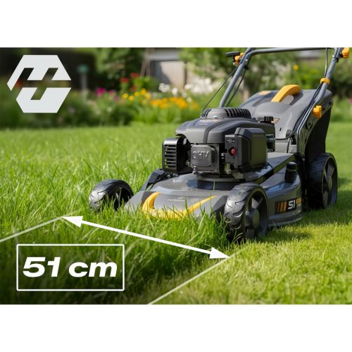 Benzines önjáró fűnyíró 51 cm-es 70 l-es Loncin 196cc + Humberg HM-601 olajjal