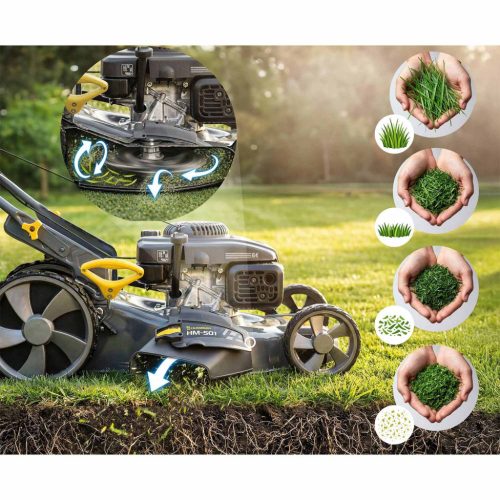 Benzines önjáró fűnyíró 51 cm-es 70 l-es Loncin 196cc + Humberg HM-601 olajjal