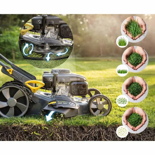 Benzines önjáró fűnyíró 51 cm-es 70 l-es Loncin 196cc + Humberg HM-601 olajjal