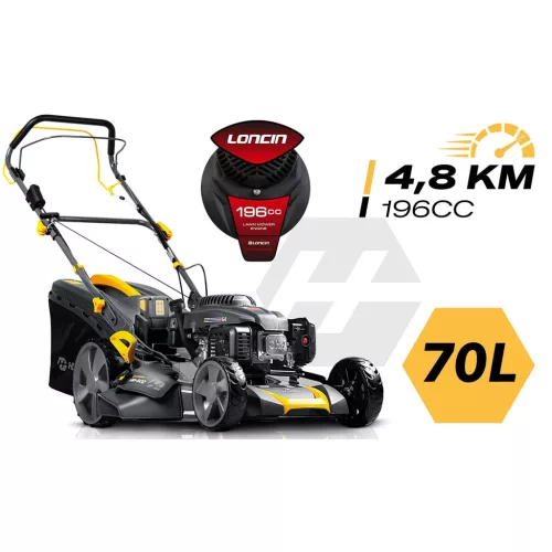 Benzinüzemű fűnyíró önjáró meghajtással 56 cm 70 l LONCIN 196cc + Humberg HM-602 olaj