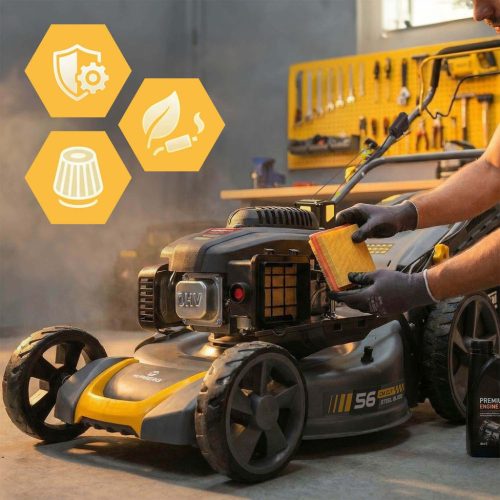 Benzinüzemű fűnyíró önjáró meghajtással 56 cm 70 l LONCIN 196cc + Humberg HM-602 olaj