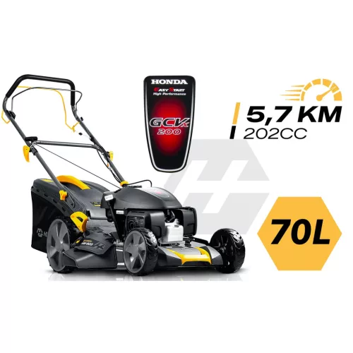 Benzinmotoros fűnyíró önjáró meghajtással 51 cm 70 l Honda 202cc 5.7 LE + Humberg HM-603 olaj