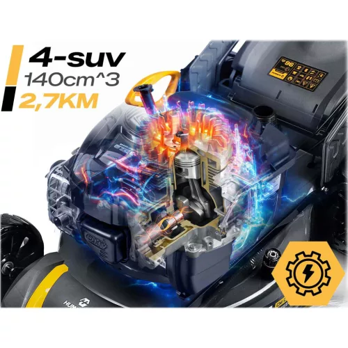 Benzinmotoros fűnyíró önjáróval 46 cm-es mulcsozással 70 l 140cc + Humberg HM-604 olajjal