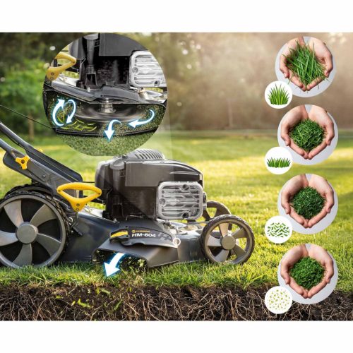 Benzinmotoros fűnyíró önjáróval 46 cm-es mulcsozással 70 l 140cc + Humberg HM-604 olajjal