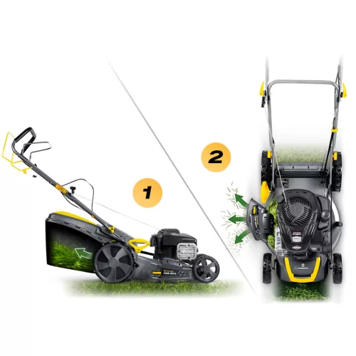 Benzinmotoros fűnyíró önjáróval 46 cm-es mulcsozással 70 l 140cc + Humberg HM-604 olajjal