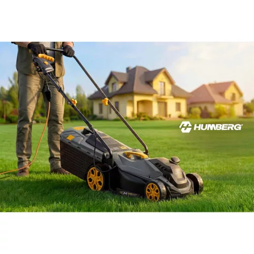 Könnyű és nagy teljesítményű elektromos fűnyíró szabályozható teljesítménnyel 1400 W 34 cm Humberg HM-612
