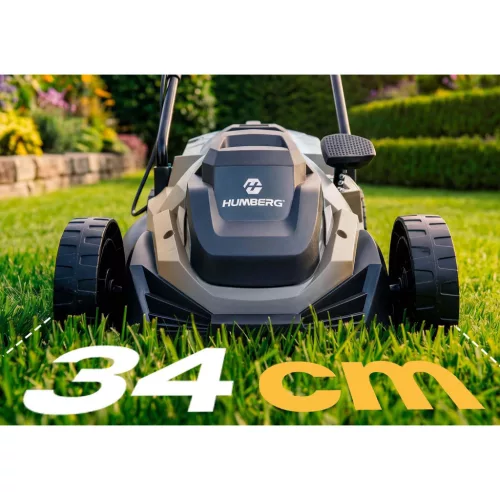 Könnyű és nagy teljesítményű elektromos fűnyíró szabályozható teljesítménnyel 1400 W 34 cm Humberg HM-612