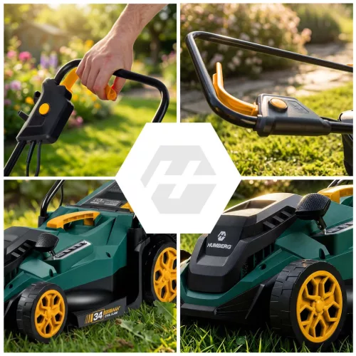 Könnyű és nagy teljesítményű elektromos fűnyíró szabályozható teljesítménnyel 1400 W 34 cm Humberg HM-612