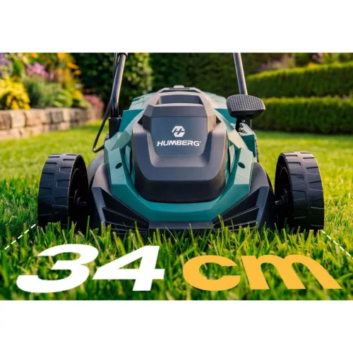 Könnyű és nagy teljesítményű elektromos fűnyíró szabályozható teljesítménnyel 1400 W 34 cm Humberg HM-612