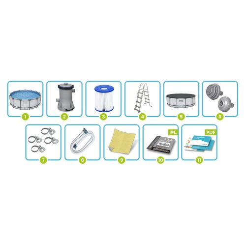 Keretes kerti medence 396 x 122 cm 11 az 1-ben Bestway 5618W