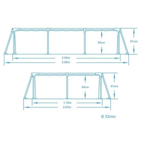 Keretes kerti medence 259x170x61 cm 15 az 1-ben készlet Bestway 56403N