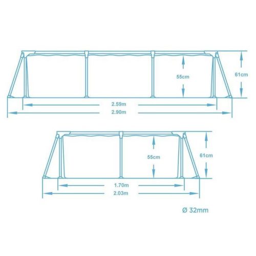 Keretes kerti medence 259 x 170 x 61 cm Bestway 56403N