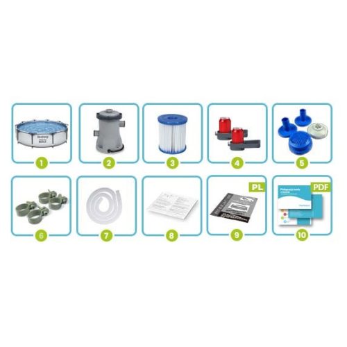 Keretes kerti medence 305 x 76 cm 9 az 1-ben Bestway 56408