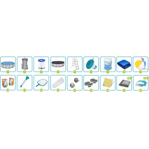 Keretes medencekert 457 x 107 cm 18 az 1-ben Bestway 56488