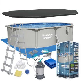   Basen ogrodowy panelowy całoroczny 500x366x122 cm 13w1 Bestawy 56586